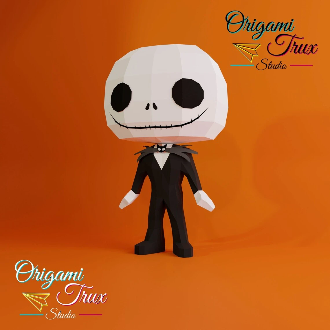 Jack Skellington Papercraft Template A4 DIY Low Poly Pepakura 3D PDF Paper Sculpture OrigamiTruxStudio