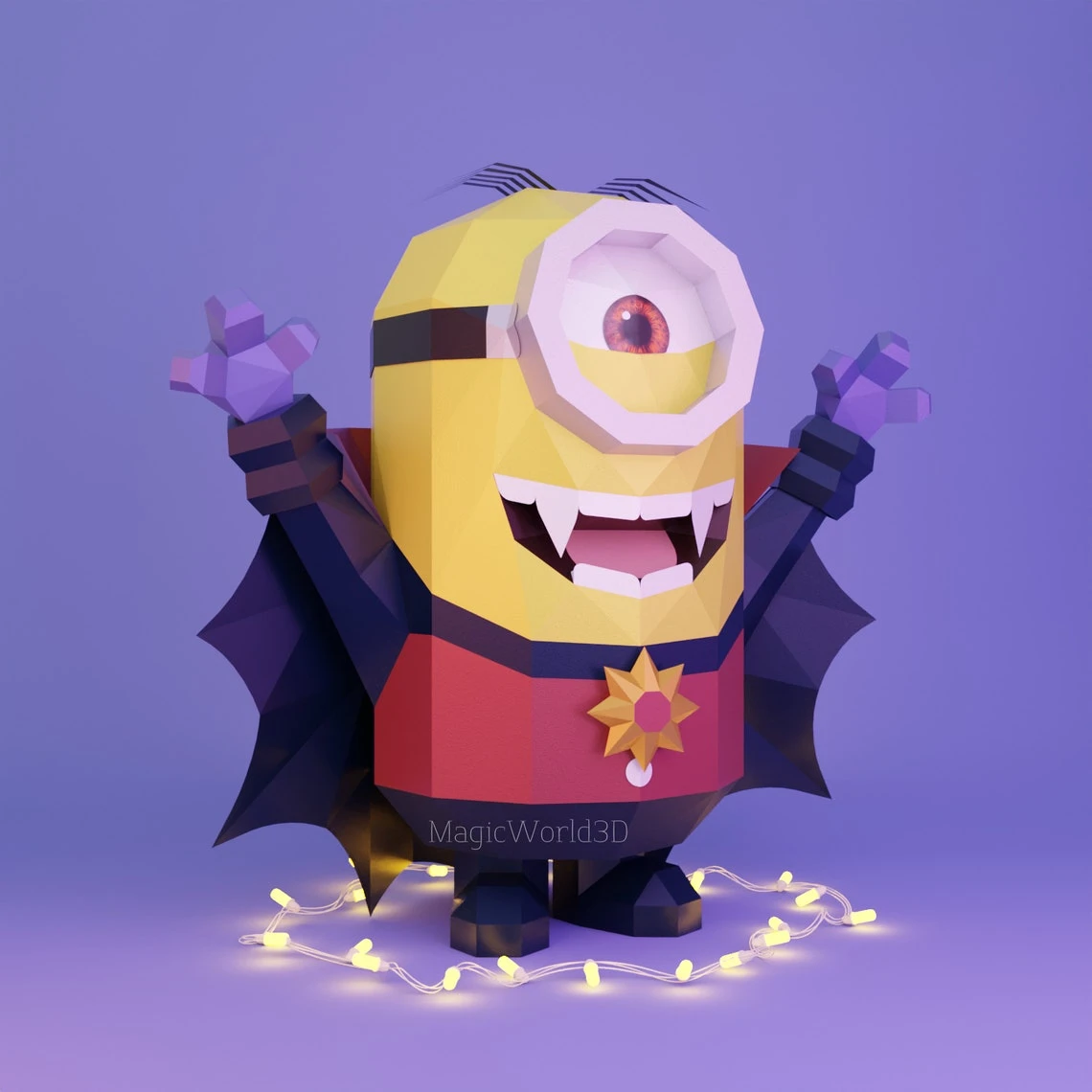 Vampire Minion Low Poly, Papercraft, PDF template, Paper model, Sculpture, 3D puzzle, Polygonal model, Lowpoly