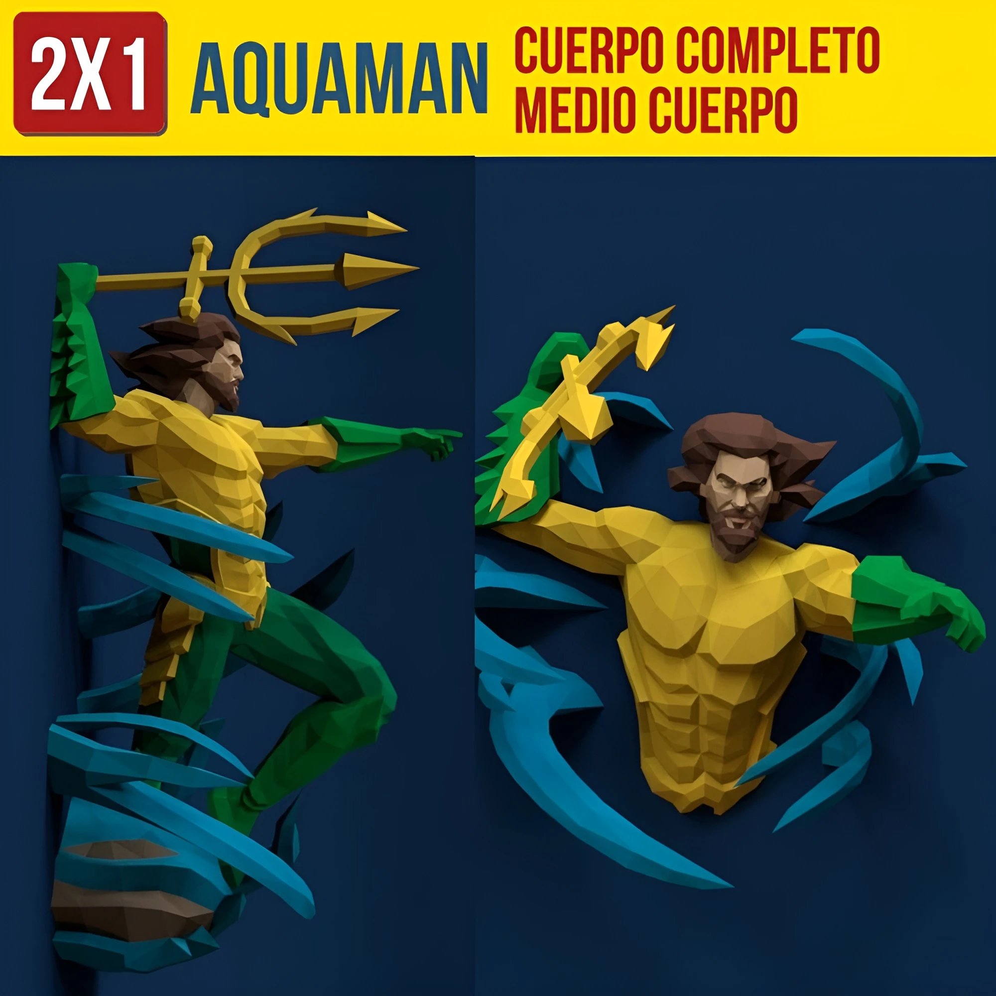 Aquaman (2 in 1) PDF Papercraft Templates, Paper Art and Craft for Home Decor, DIY, 3DIER, PDF Patterns, Papercraft Templates, Low Poly