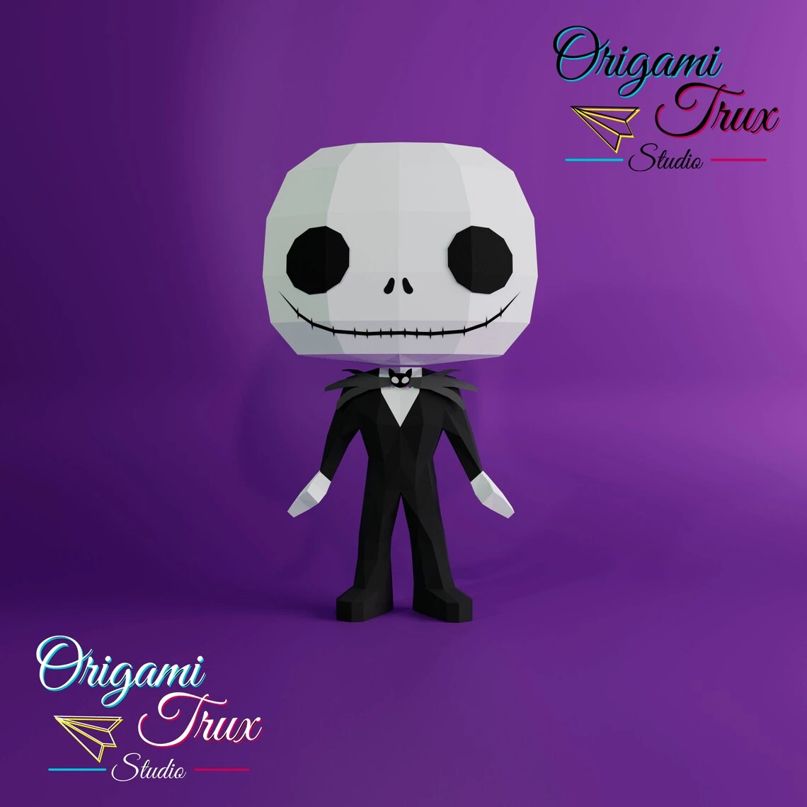 Jack Skellington Papercraft Template A4 DIY Low Poly Pepakura 3D PDF Paper Sculpture OrigamiTruxStudio