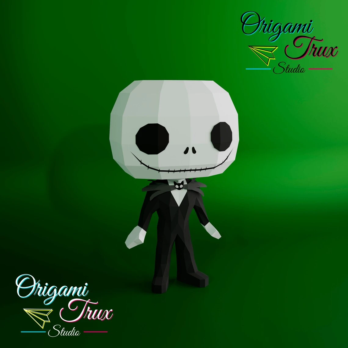 Jack Skellington Papercraft Template A4 DIY Low Poly Pepakura 3D PDF Paper Sculpture OrigamiTruxStudio