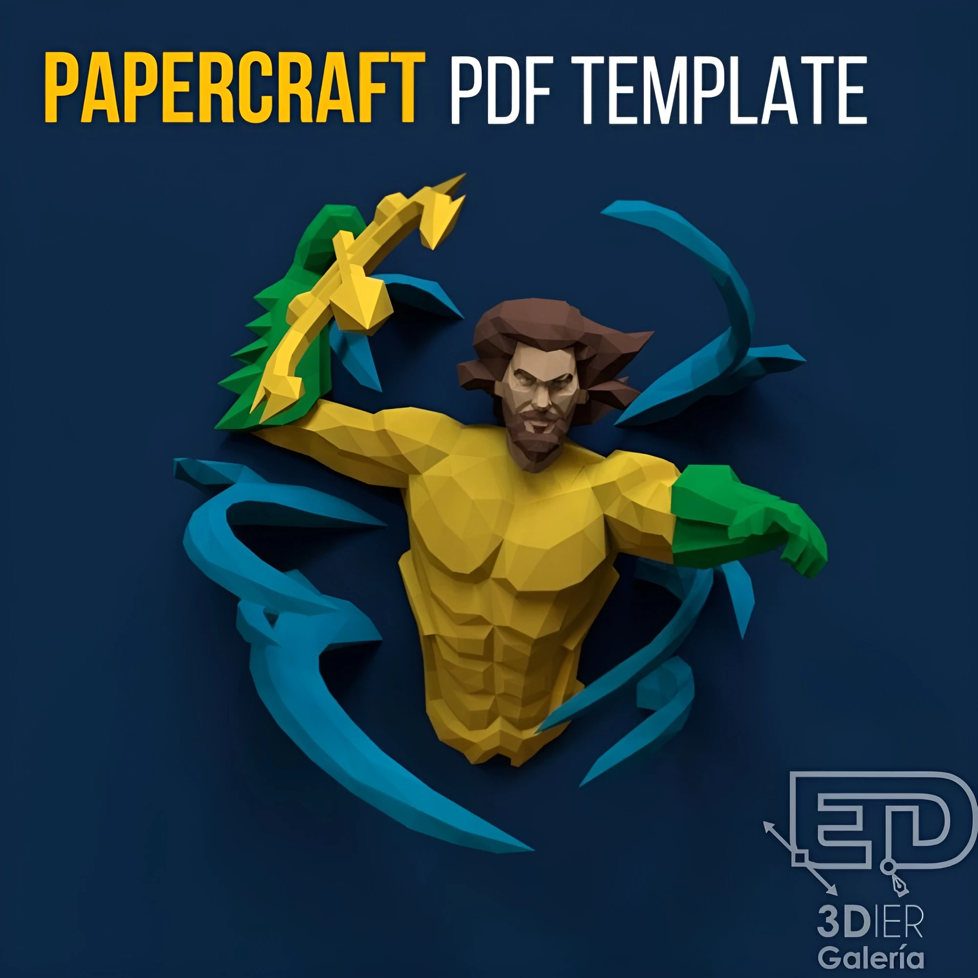 Aquaman (2 in 1) PDF Papercraft Templates, Paper Art and Craft for Home Decor, DIY, 3DIER, PDF Patterns, Papercraft Templates, Low Poly