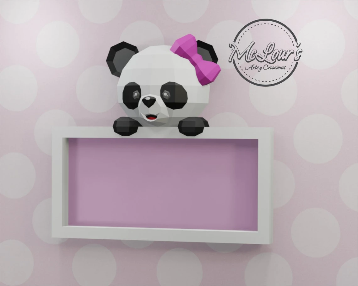 Cute Panda/ Tender Panda/ Template PDF/ Low Poly/ Papercraft Bear/ 3D Bear/ Painting for Child/ Craft/ Origami/ Home decor