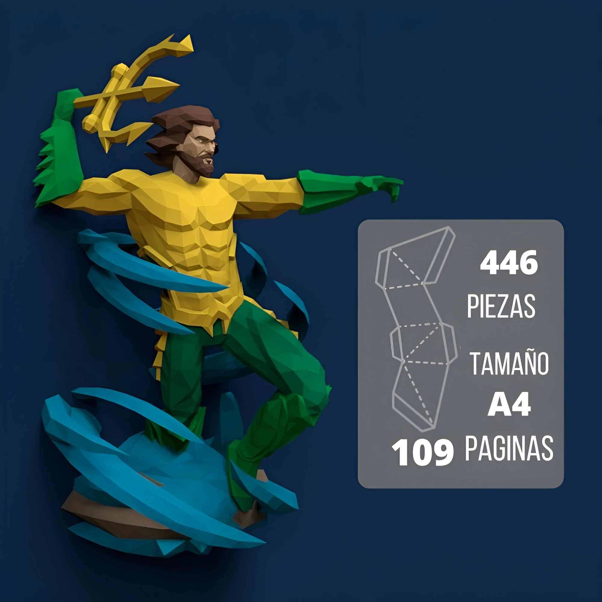 Aquaman (2 in 1) PDF Papercraft Templates, Paper Art and Craft for Home Decor, DIY, 3DIER, PDF Patterns, Papercraft Templates, Low Poly