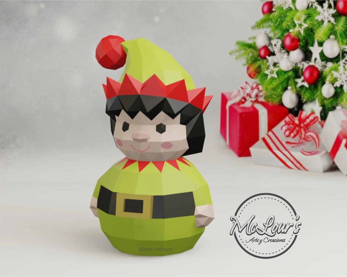 Christmas Elf Box/ DiY Craft/ Caja de Rejalo/ Template PDF/ Low Poly/ Papercraft Christmas/ 3D Christmas/ Origami/ Home decor