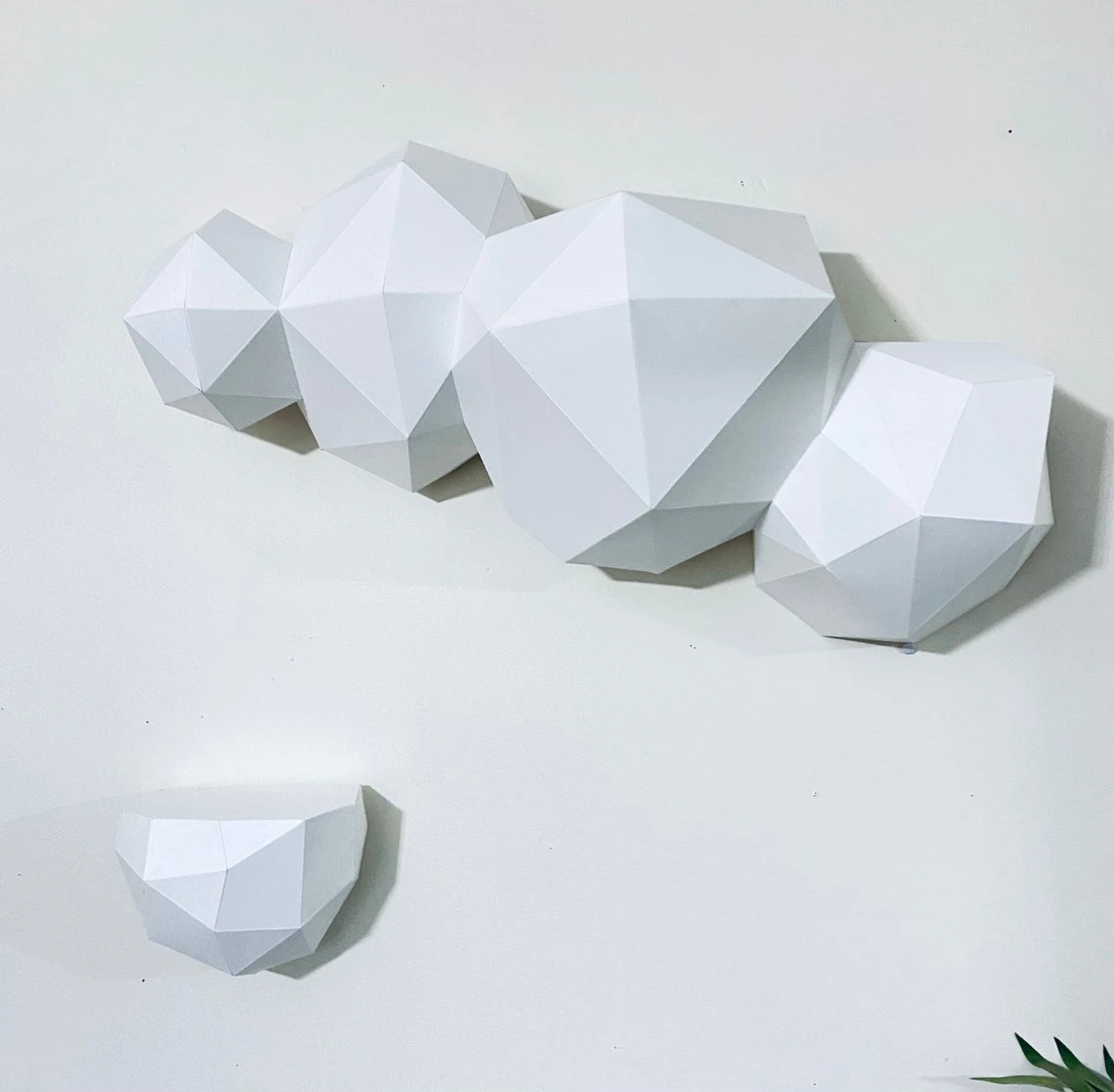 Cloud Shelves 3d papercraft model. You get PDF digital file templates and instructions for these DIY modern paper sculpture.