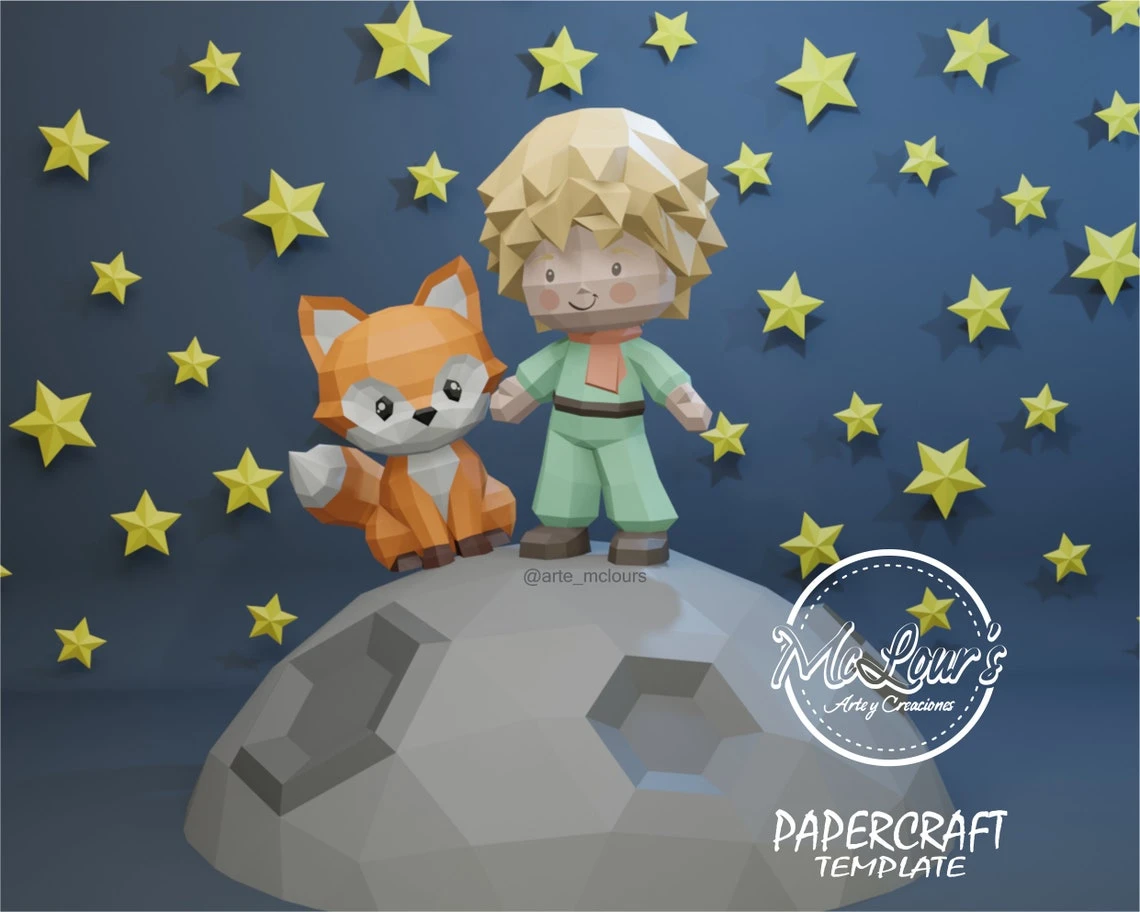 Le Petit Prince/ The Little Prince/ DiY Craft/ Template PDF/ Low Poly/ Papercraft/ 3D Boy/ Origami/ Home decor