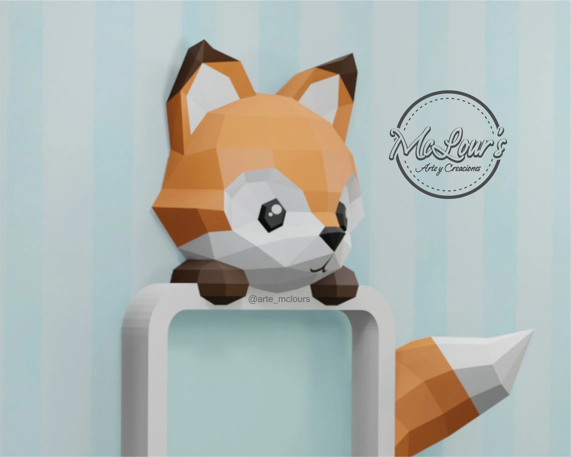 Cute Fox Shadow Box/ DiY Craft/ Template PDF/ Low Poly/ Papercraft/ 3D Little Fox/ Origami/ Home decor