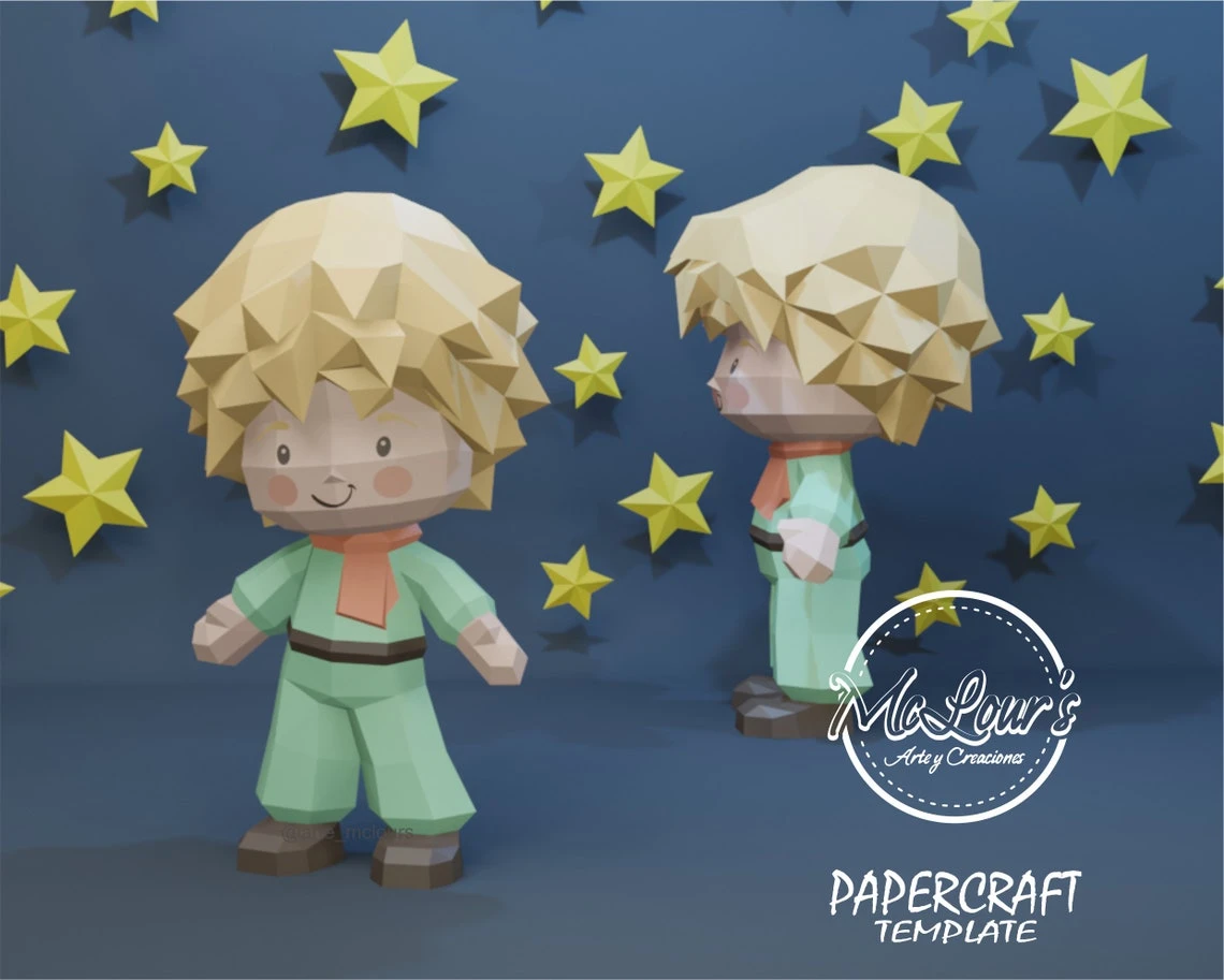 Le Petit Prince/ The Little Prince/ DiY Craft/ Template PDF/ Low Poly/ Papercraft/ 3D Boy/ Origami/ Home decor