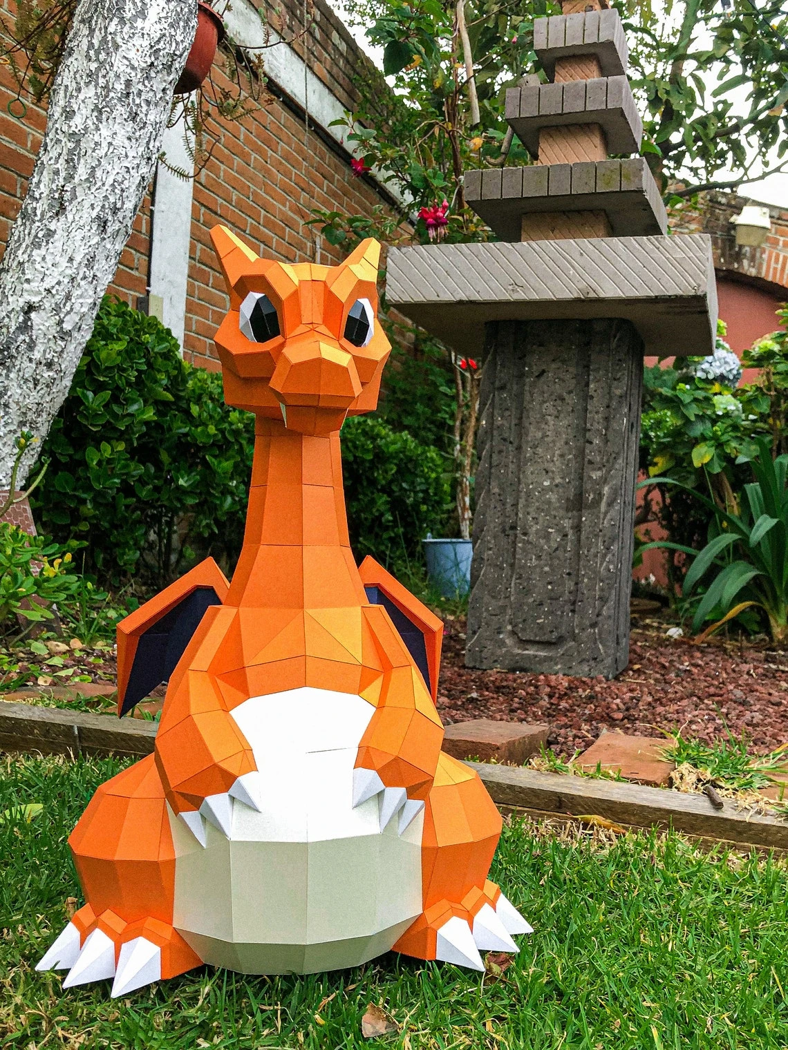 Cute Charizard Papercraft 3D, pepakura Pdf template Low polygonal Paper Sculpture Diy Decor home loft office pokemon lover gift