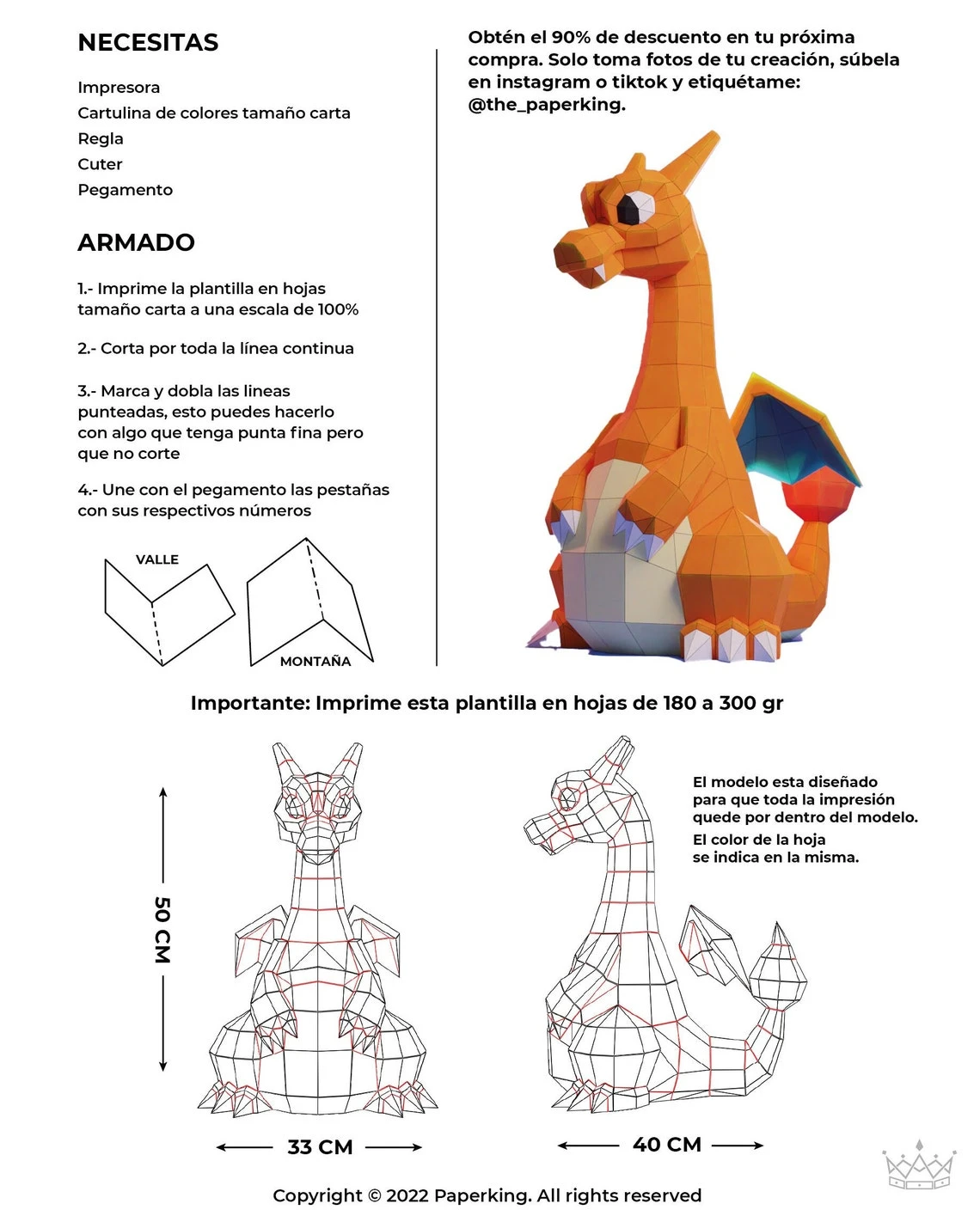 Cute Charizard Papercraft 3D, pepakura Pdf template Low polygonal Paper Sculpture Diy Decor home loft office pokemon lover gift