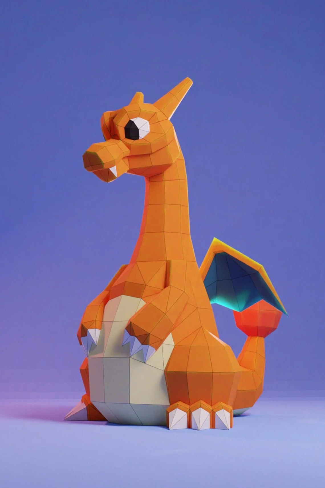 Cute Charizard Papercraft 3D, pepakura Pdf template Low polygonal Paper Sculpture Diy Decor home loft office pokemon lover gift