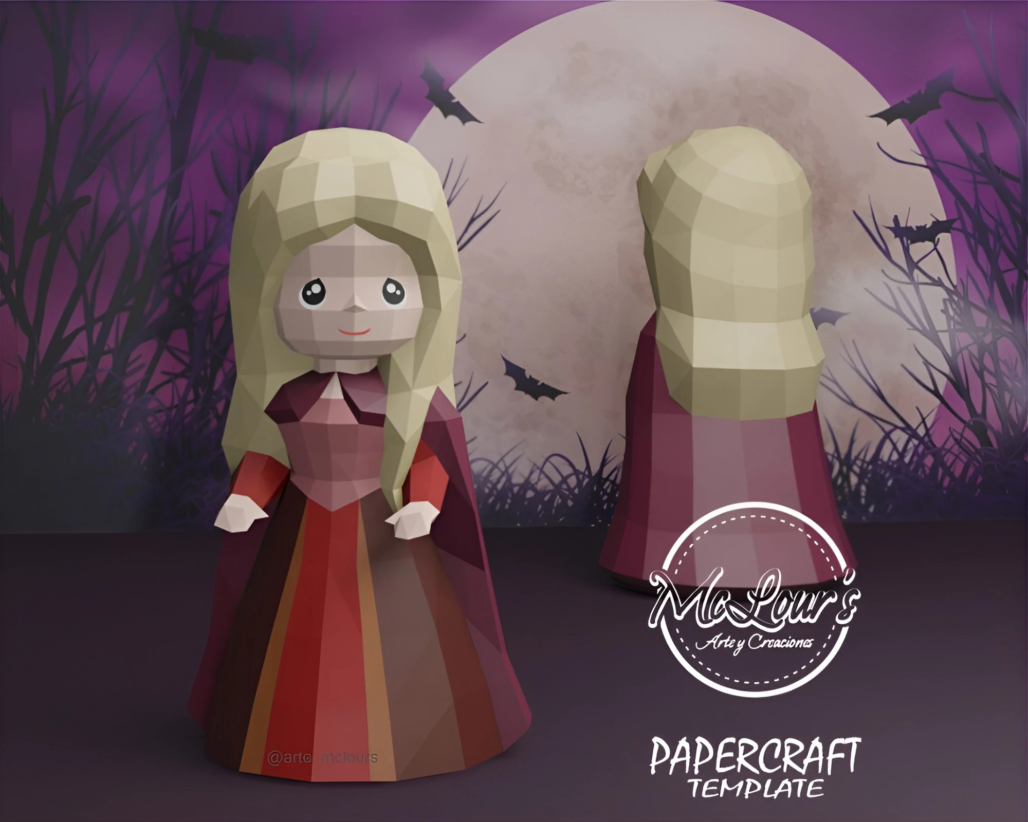 Little Witches/ Hocus Pocus/ DiY Craft/ Template PDF/ Low Poly/ Papercraft/ 3D Doll/ Origami/ Home decor