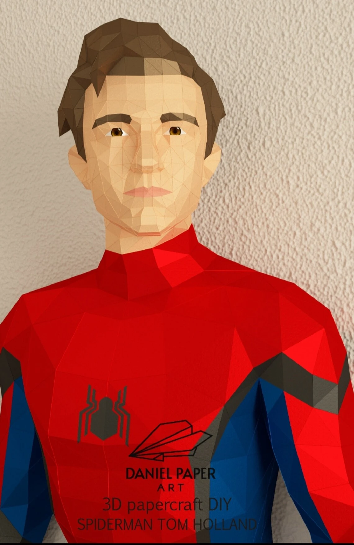 Spider-Man Tom Holland PDF Template, DIY 3d Model, FanArt, Paper Sculpture, Low Poly, Pepakura, Craft, Manualidad, Paper Art