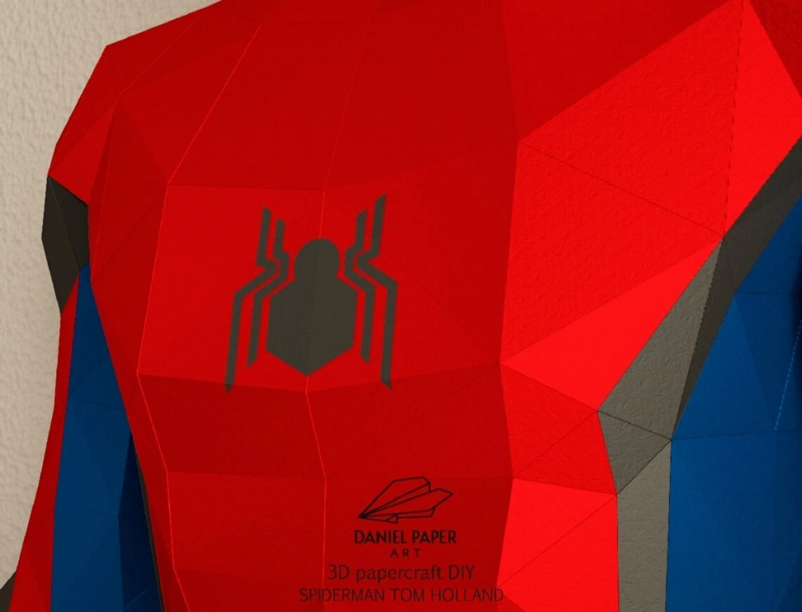 Spider-Man Tom Holland PDF Template, DIY 3d Model, FanArt, Paper Sculpture, Low Poly, Pepakura, Craft, Manualidad, Paper Art