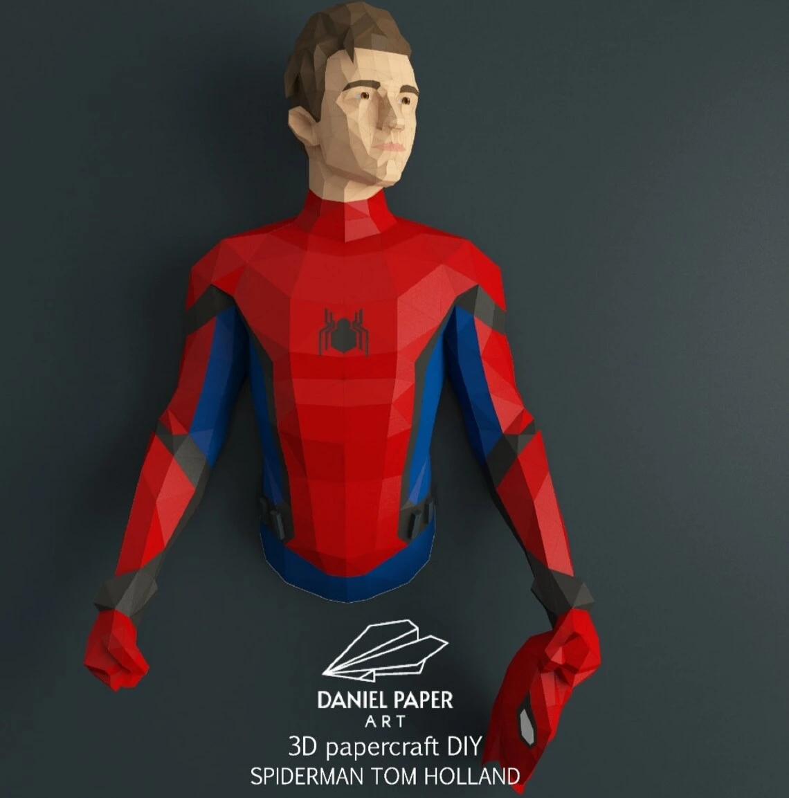 Spider-Man Tom Holland PDF Template, DIY 3d Model, FanArt, Paper Sculpture, Low Poly, Pepakura, Craft, Manualidad, Paper Art