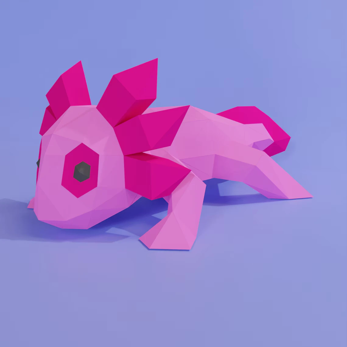 3D Low Poly Axolotl DIY | Printable Papercraft | Unique Geometric Decoration | Original Gift | Relaxing Craft | PDF model