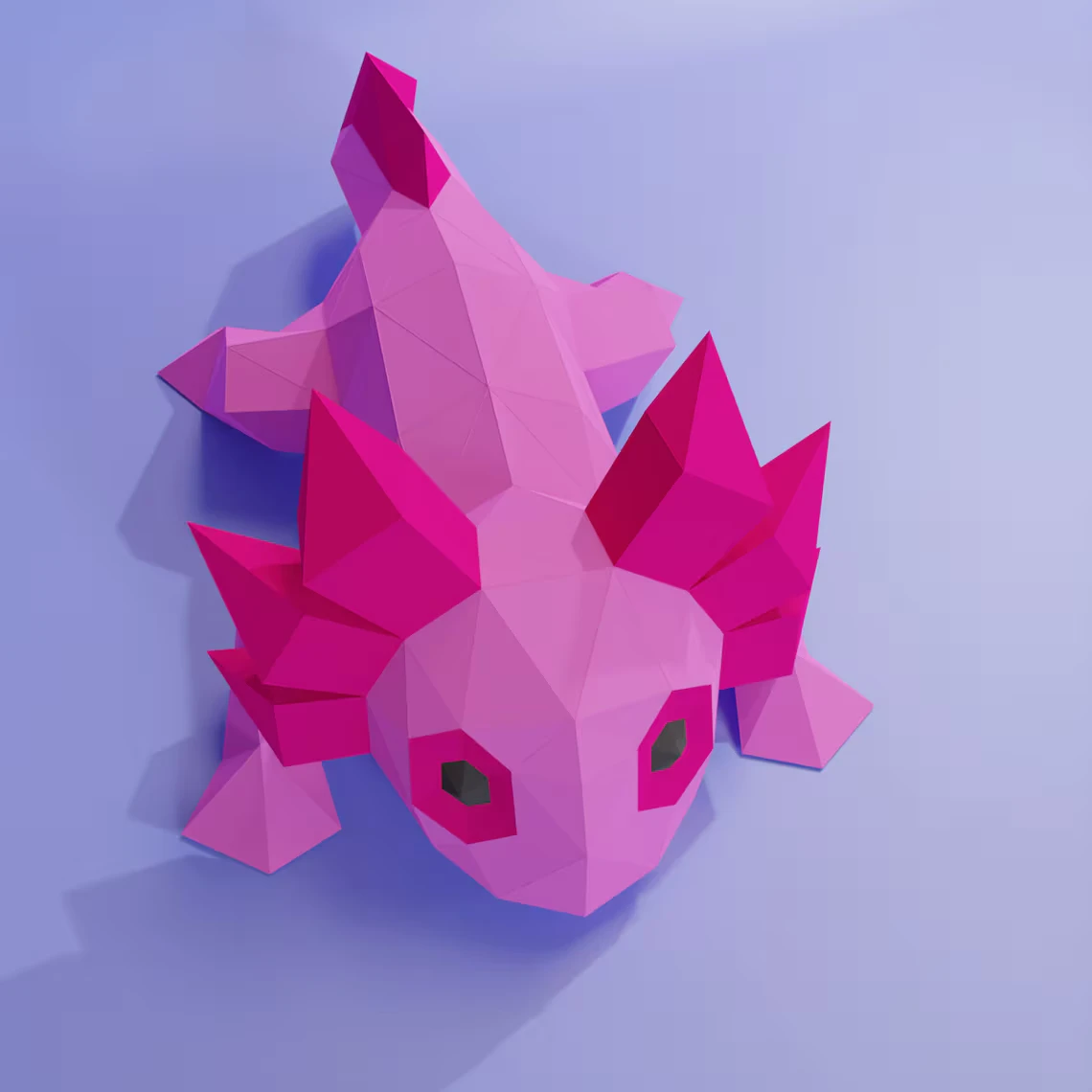 3D Low Poly Axolotl DIY | Printable Papercraft | Unique Geometric Decoration | Original Gift | Relaxing Craft | PDF model