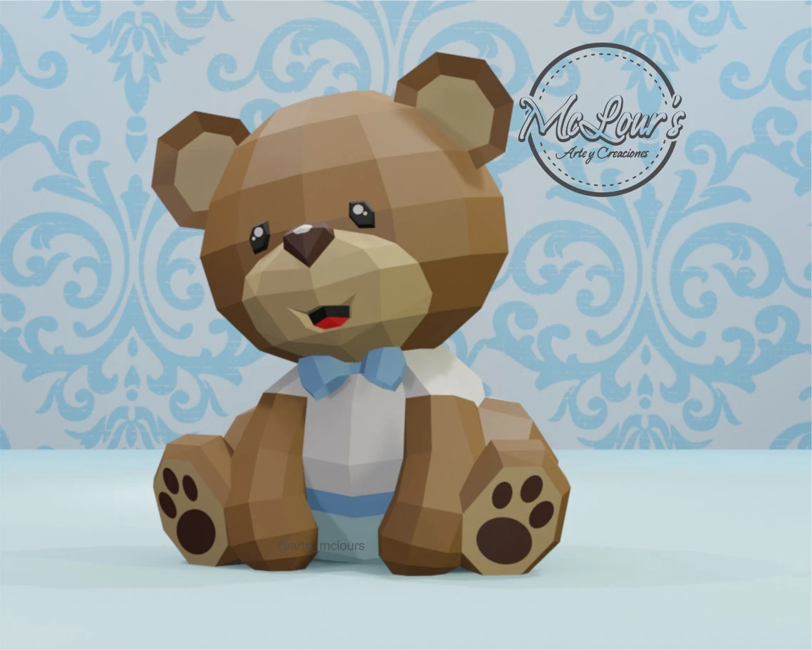 Sitting Bear/ Cute Bear/ Template PDF/ Low Poly/ Papercraft Sitting Bear/ 3D Bear/ Oso Sentado/ Craft/ Origami/ Home decor