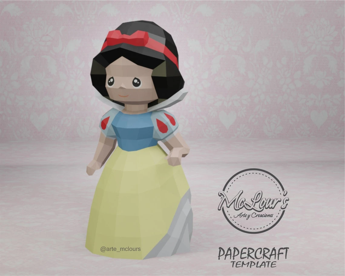 Princess Snow White/ Snow White and the Seven Dwarfs/ DiY Craft/ Template PDF/ Low Poly/ Papercraft/ 3D Doll/ Origami/ Home decor