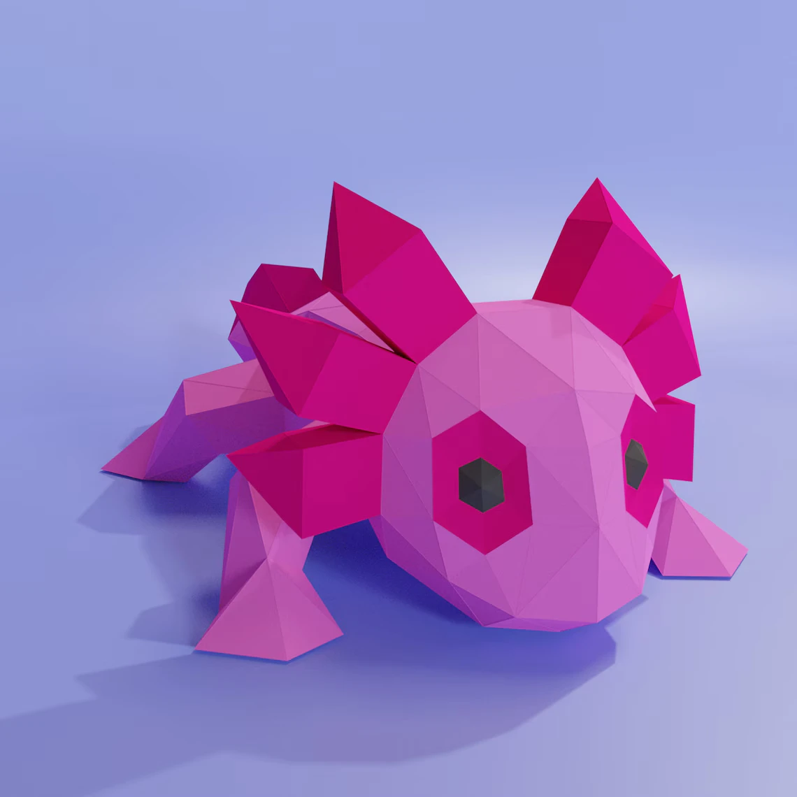 3D Low Poly Axolotl DIY | Printable Papercraft | Unique Geometric Decoration | Original Gift | Relaxing Craft | PDF model