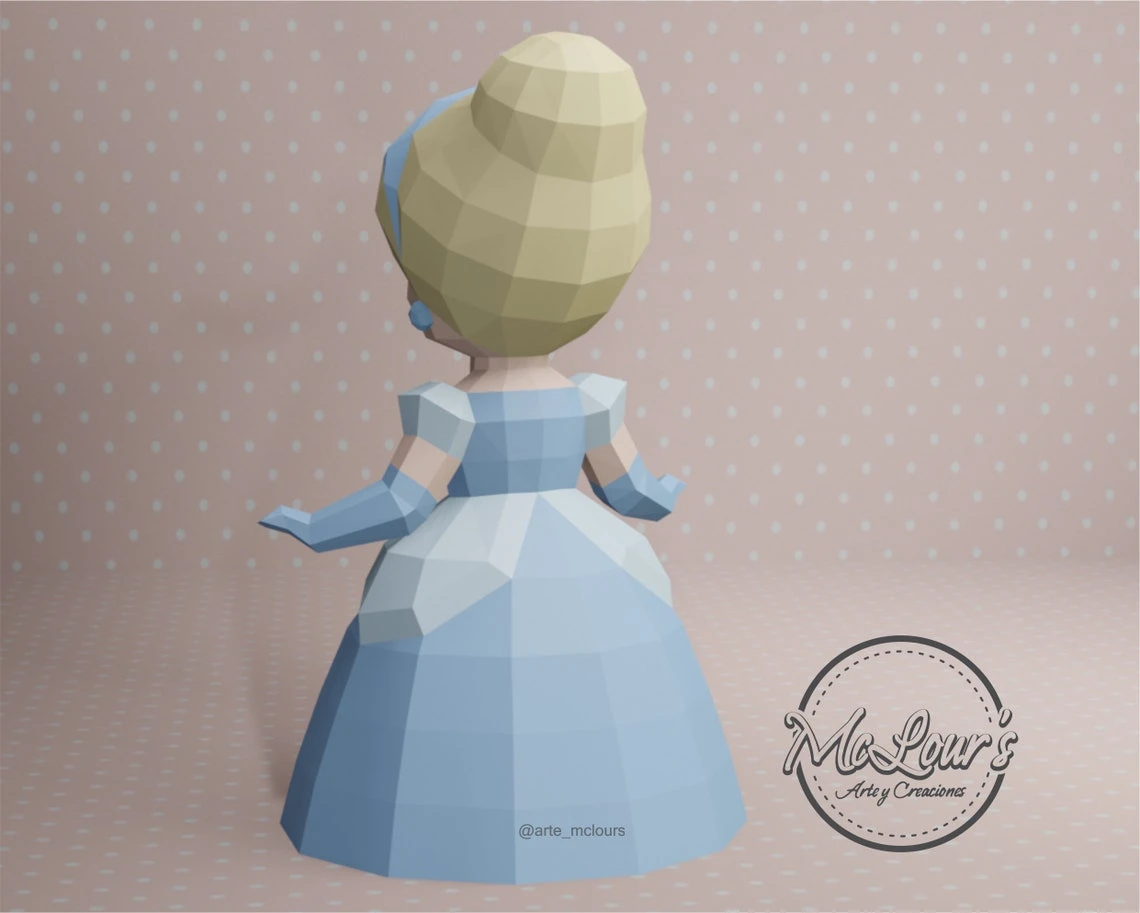 Princess Cinderella/ Cinderella/ DiY Craft/ Template PDF/ Low Poly/ Papercraft/ 3D Doll/ Origami/ Home decor