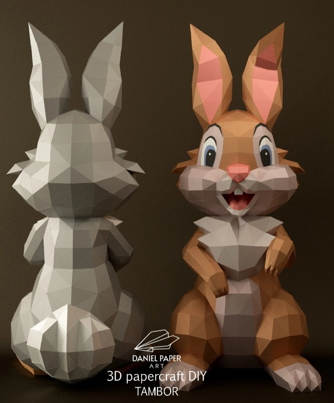 Thumper, Tambor, Bambi PDF Template, DIY 3d Model, FanArt, Paper Sculpture, Low Poly, Pepakura, Craft, Manualidad, Paper Art