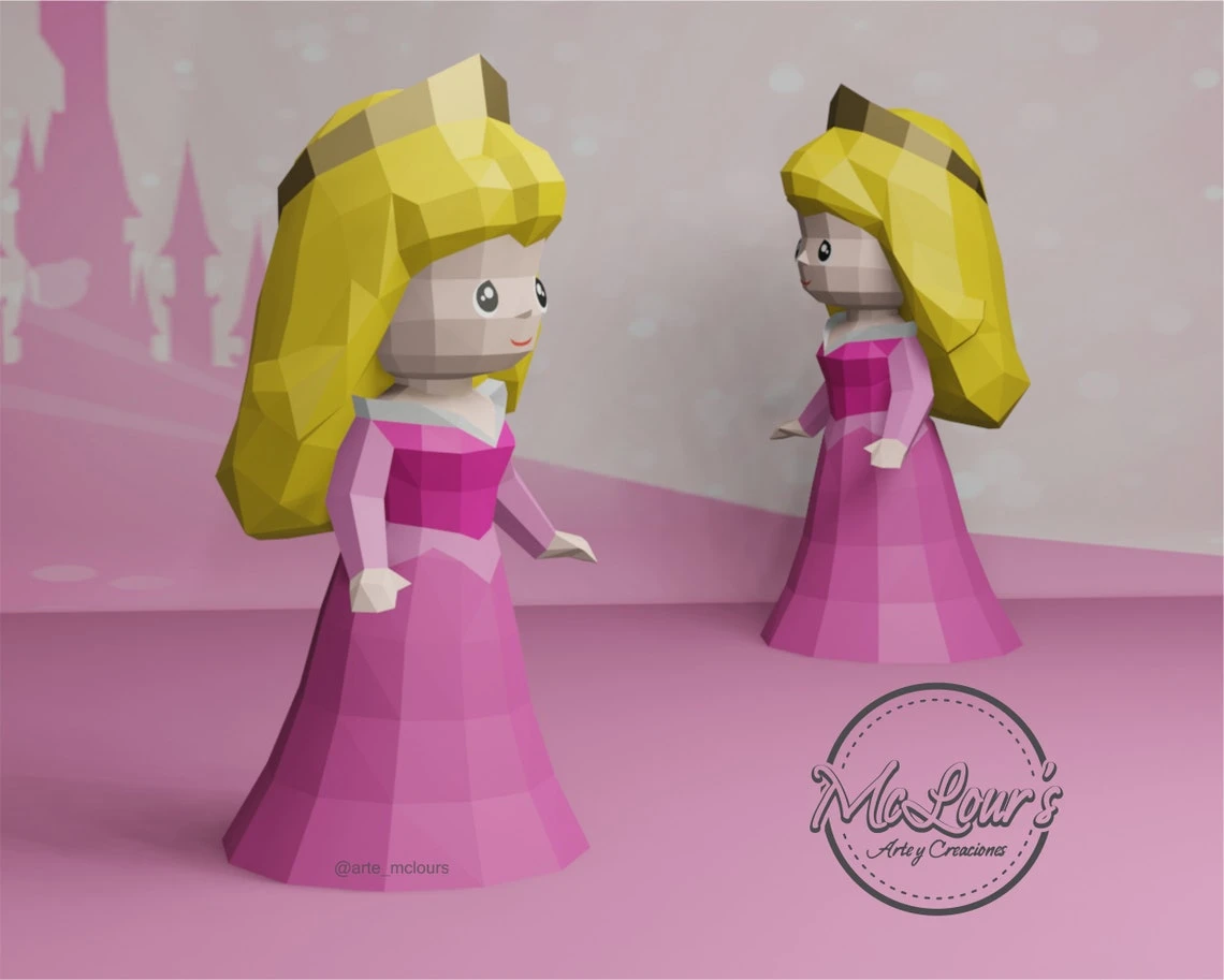 Princess Aurora/ Sleeping Beauty/ DiY Craft/ Template PDF/ Low Poly/ Papercraft/ 3D Doll/ Origami/ Home decor