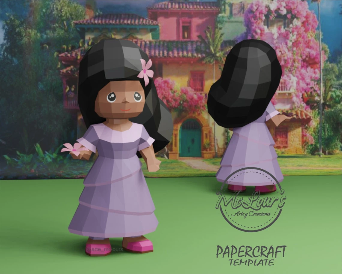 Princess Isabela Madrigal/ Encanto/ DiY Craft/ Template PDF/ Low Poly/ Papercraft/ 3D Doll/ Origami/ Home decor