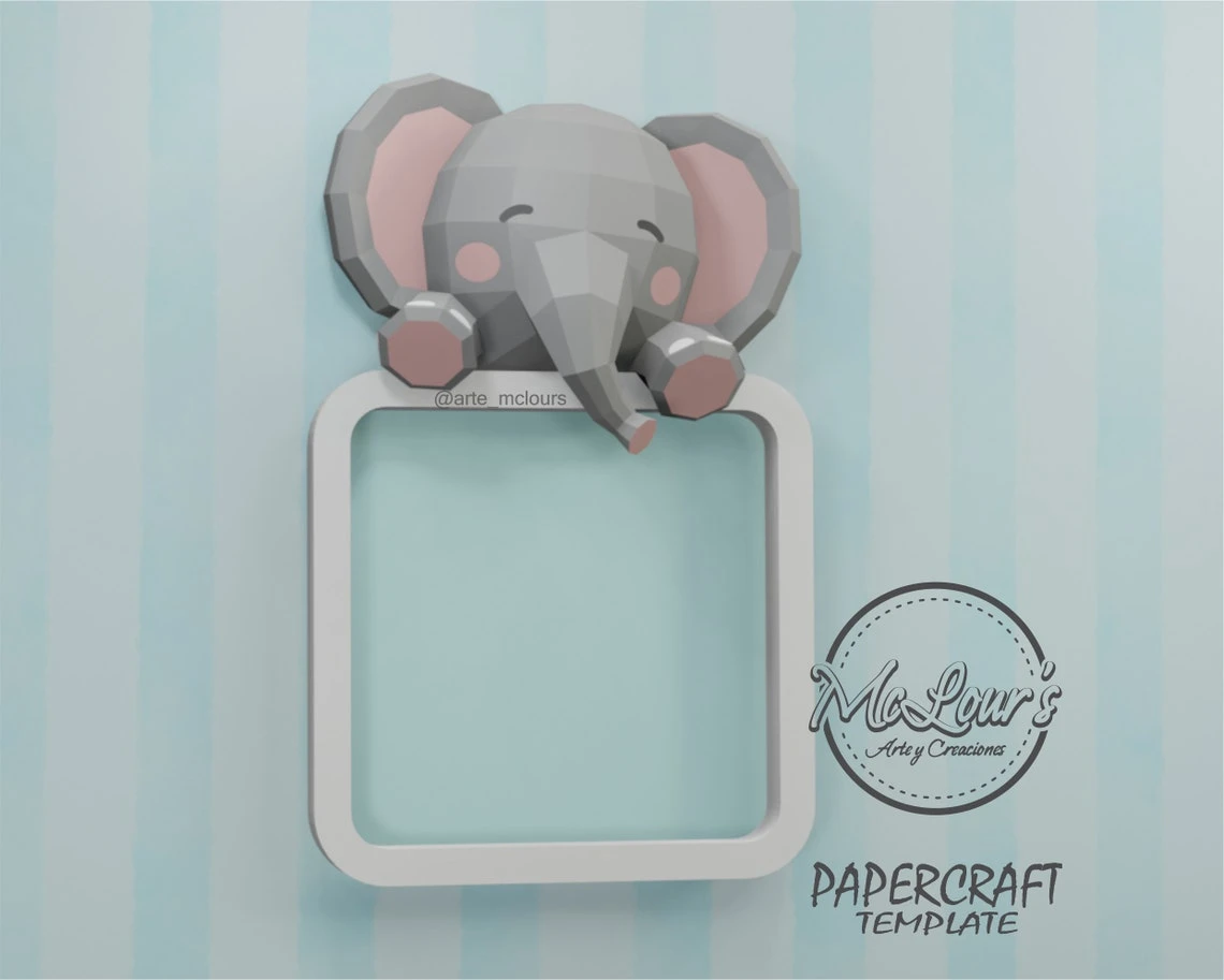 Elephant Shadow Box/ DiY Craft/ Template PDF/ Low Poly/ Papercraft/ 3D Elephant/ Origami/ Home decor