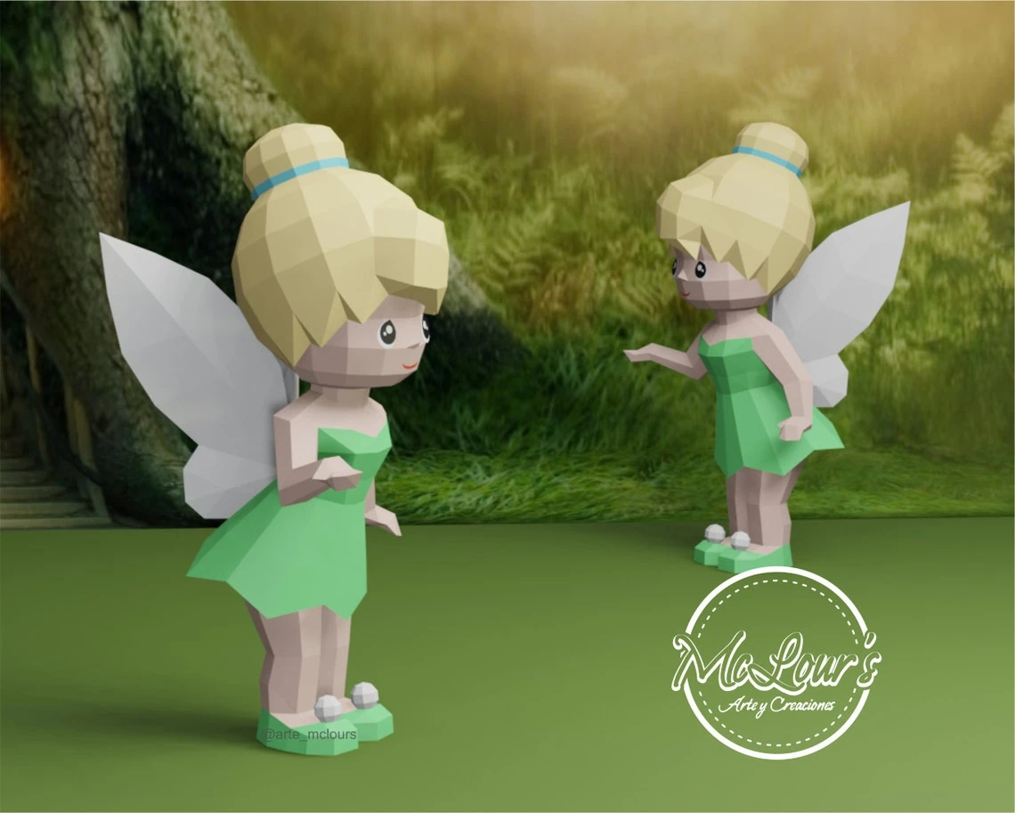 Tinker Bell/ Peter Pan/ DiY Craft/ Template PDF/ Low Poly/ Papercraft/ 3D Doll/ Origami/ Home decor