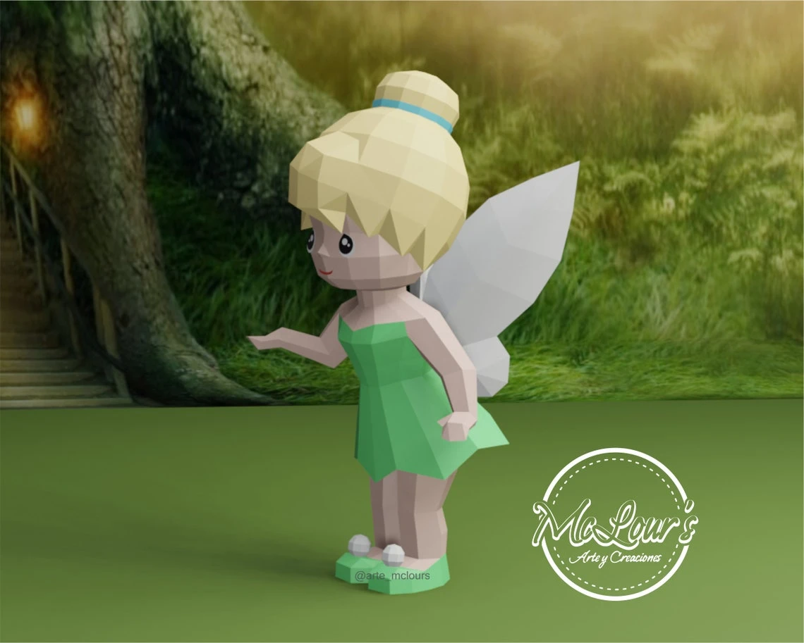 Tinker Bell/ Peter Pan/ DiY Craft/ Template PDF/ Low Poly/ Papercraft/ 3D Doll/ Origami/ Home decor