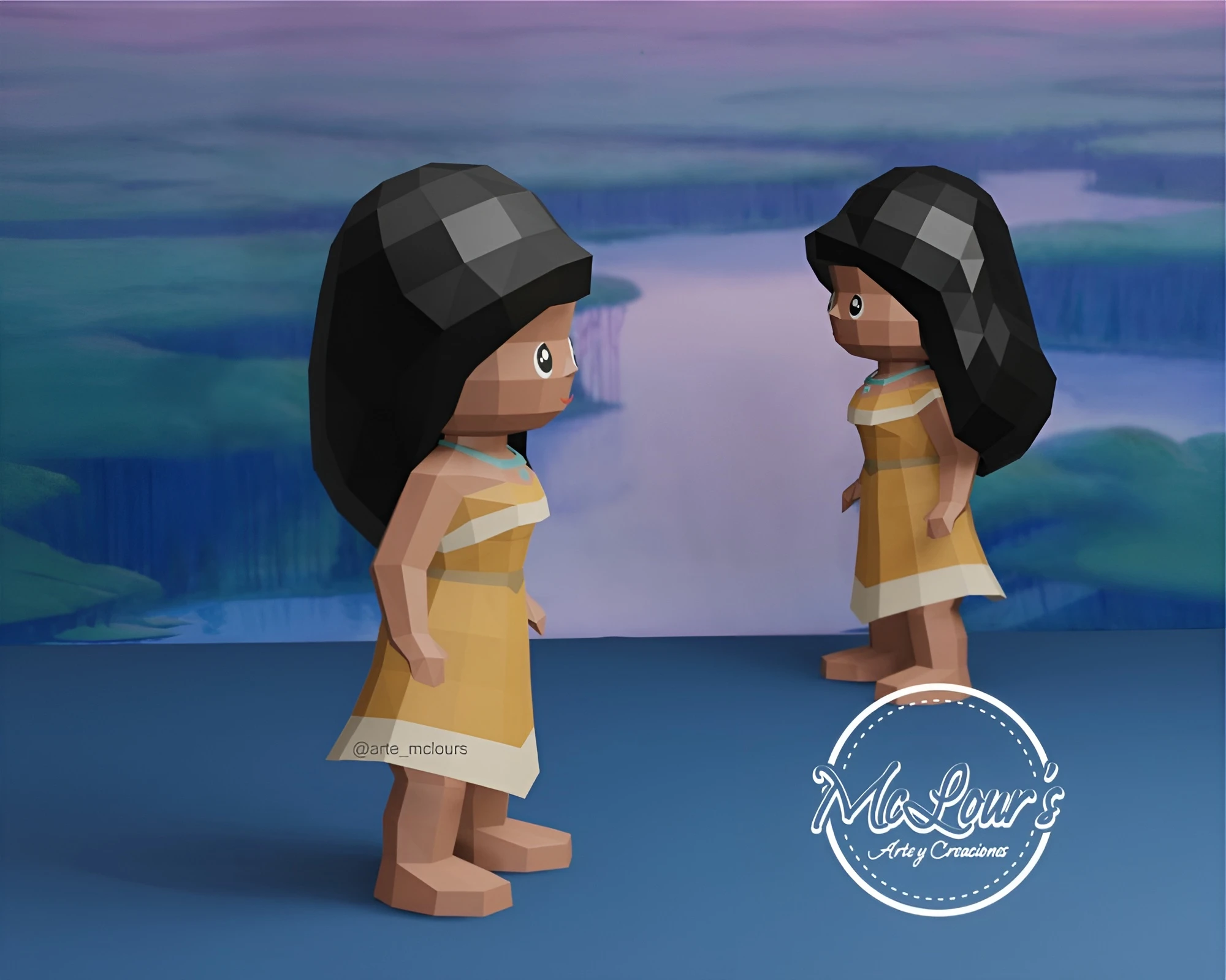 Princess Pocahontas/ Pocahontas/ DiY Craft/ Template PDF/ Low Poly/ Papercraft/ 3D Doll/ Origami/ Home decor