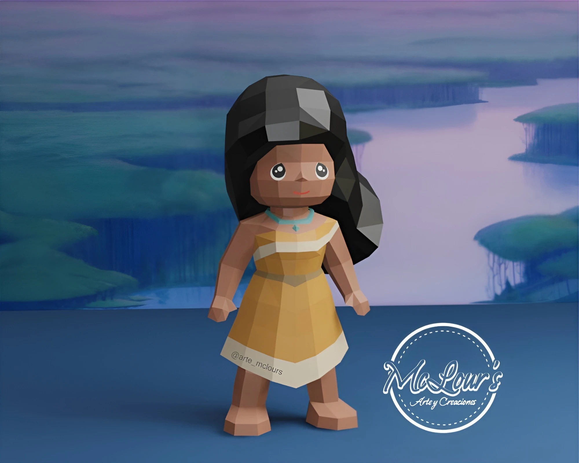 Princess Pocahontas/ Pocahontas/ DiY Craft/ Template PDF/ Low Poly/ Papercraft/ 3D Doll/ Origami/ Home decor