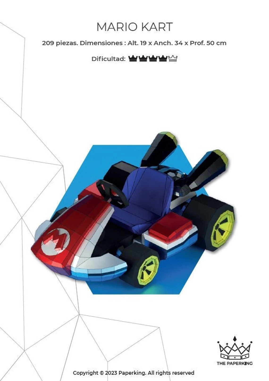 Mario kart Papercraft 3D, pepakura Pdf template Low polygonal Paper Sculpture Diy Decor home loft office mario bros lover gift