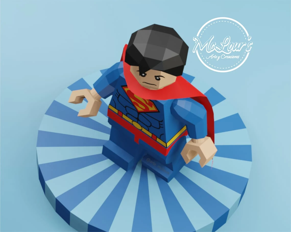 Interactive Toy 001 to build in PaperCraft/Lego Superman/ Lego Papercraft/ DiY Craft/ Template PDF/ Low Poly/ Papercraft/ 3D Toy