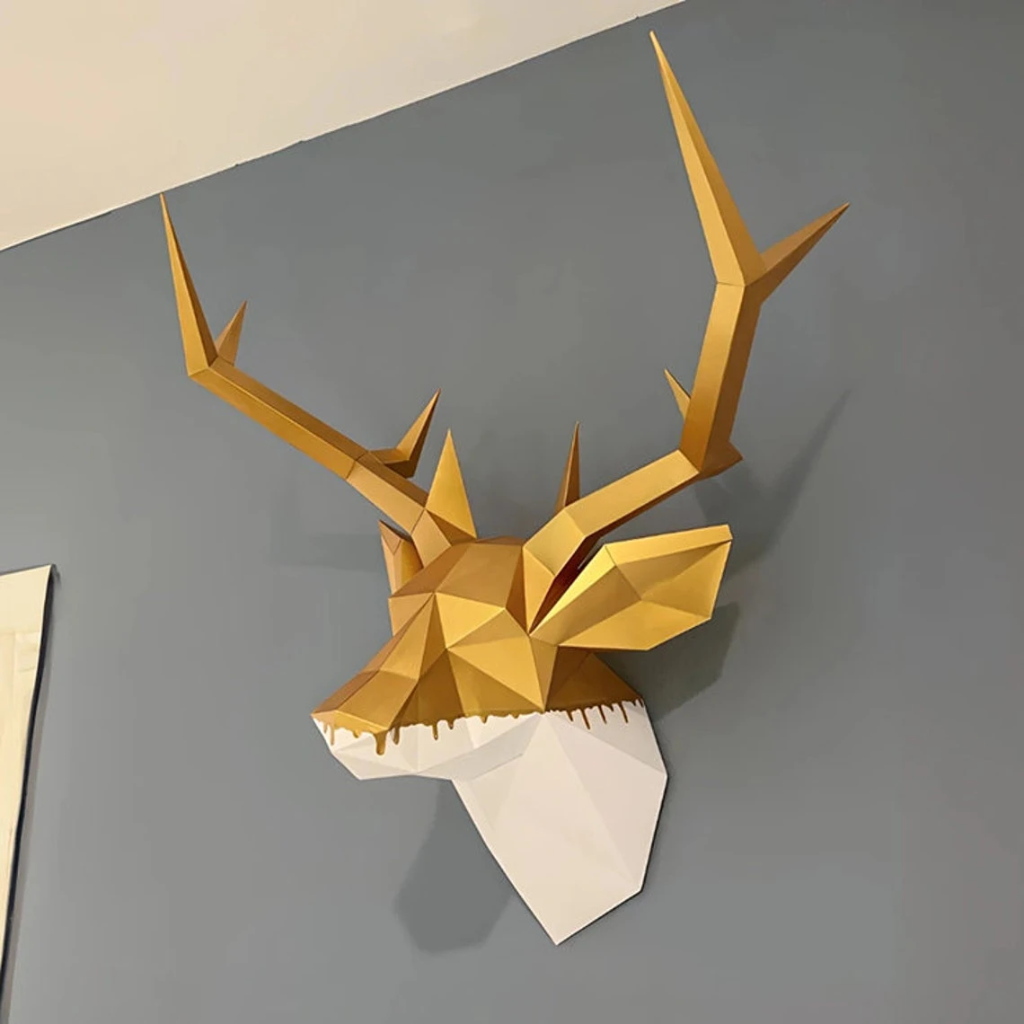 Deer Papercraft 3D, pepakura Pdf template Low polygonal Paper Sculpture Diy Decor home loft office mario bros lover gift