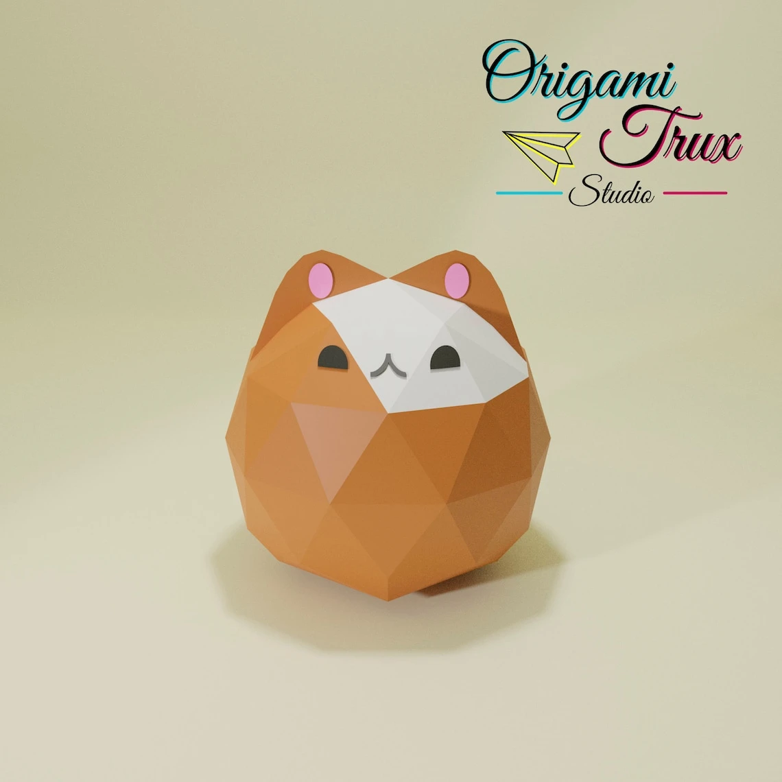 Ball Cat Papercraft Template A4 DIY Low Poly Pepakura 3D PDF Paper Sculpture OrigamiTruxStudio