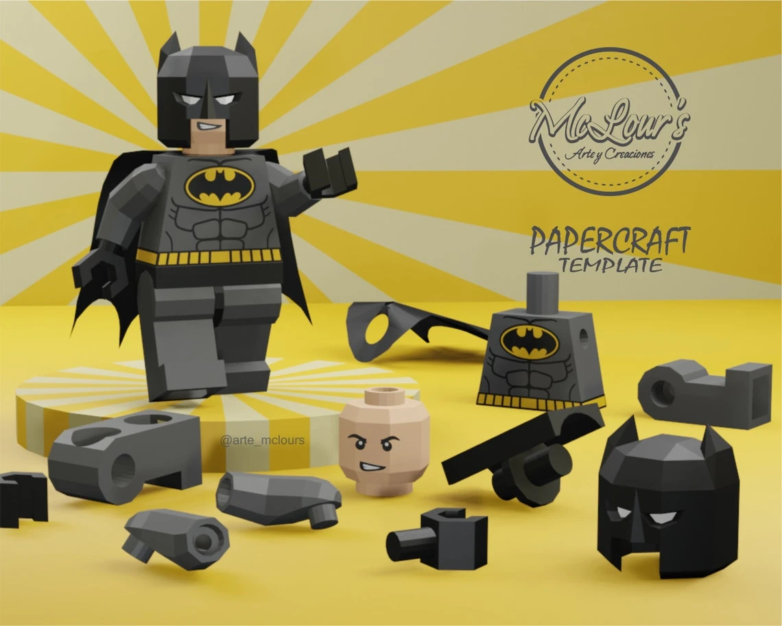 Interactive Toy 002 to build in PaperCraft/Lego Batman/ Lego Papercraft/ DiY Craft/ Template PDF/ Low Poly/ Papercraft/ 3D Toy