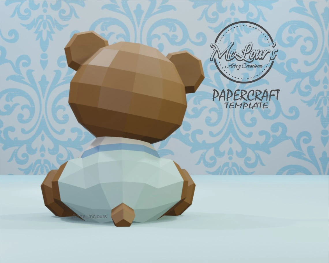 Sitting Bear/ Cute Bear/ Template PDF/ Low Poly/ Papercraft Sitting Bear/ 3D Bear/ Oso Sentado/ Craft/ Origami/ Home decor