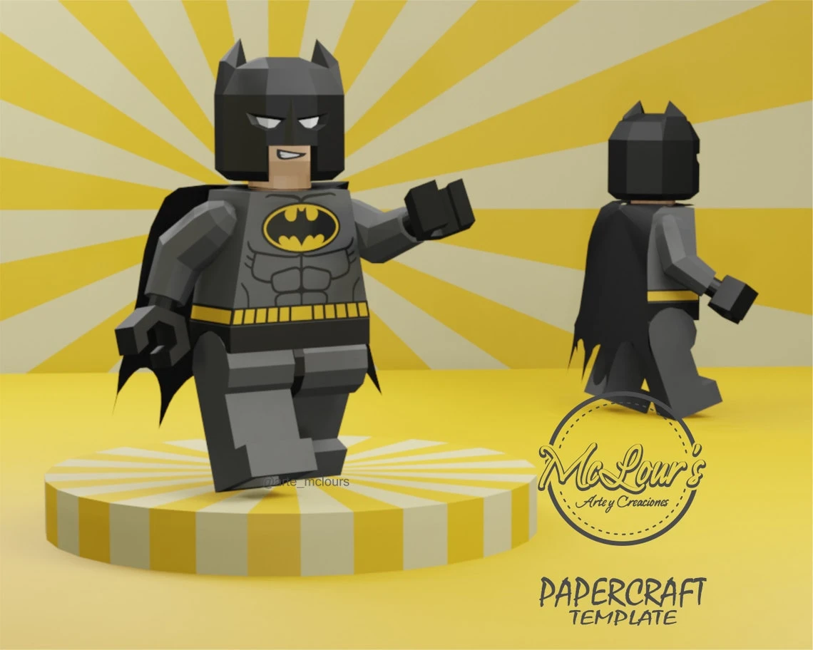 Interactive Toy 002 to build in PaperCraft/Lego Batman/ Lego Papercraft/ DiY Craft/ Template PDF/ Low Poly/ Papercraft/ 3D Toy