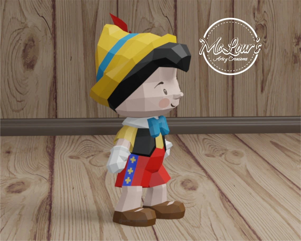 Boy Pinocchio/ Pinocho/ DiY Craft/ Template PDF/ Low Poly/ Papercraft/ 3D Doll/ Origami/ Home decor