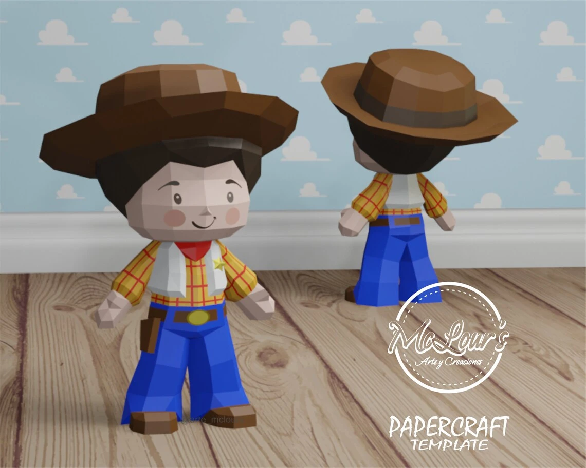 Cute Cowboy Papercraft/ Toy Story/ DiY Craft/ Template PDF/ Low Poly/ Papercraft/ 3D Cowboy/ Origami/ Home decor