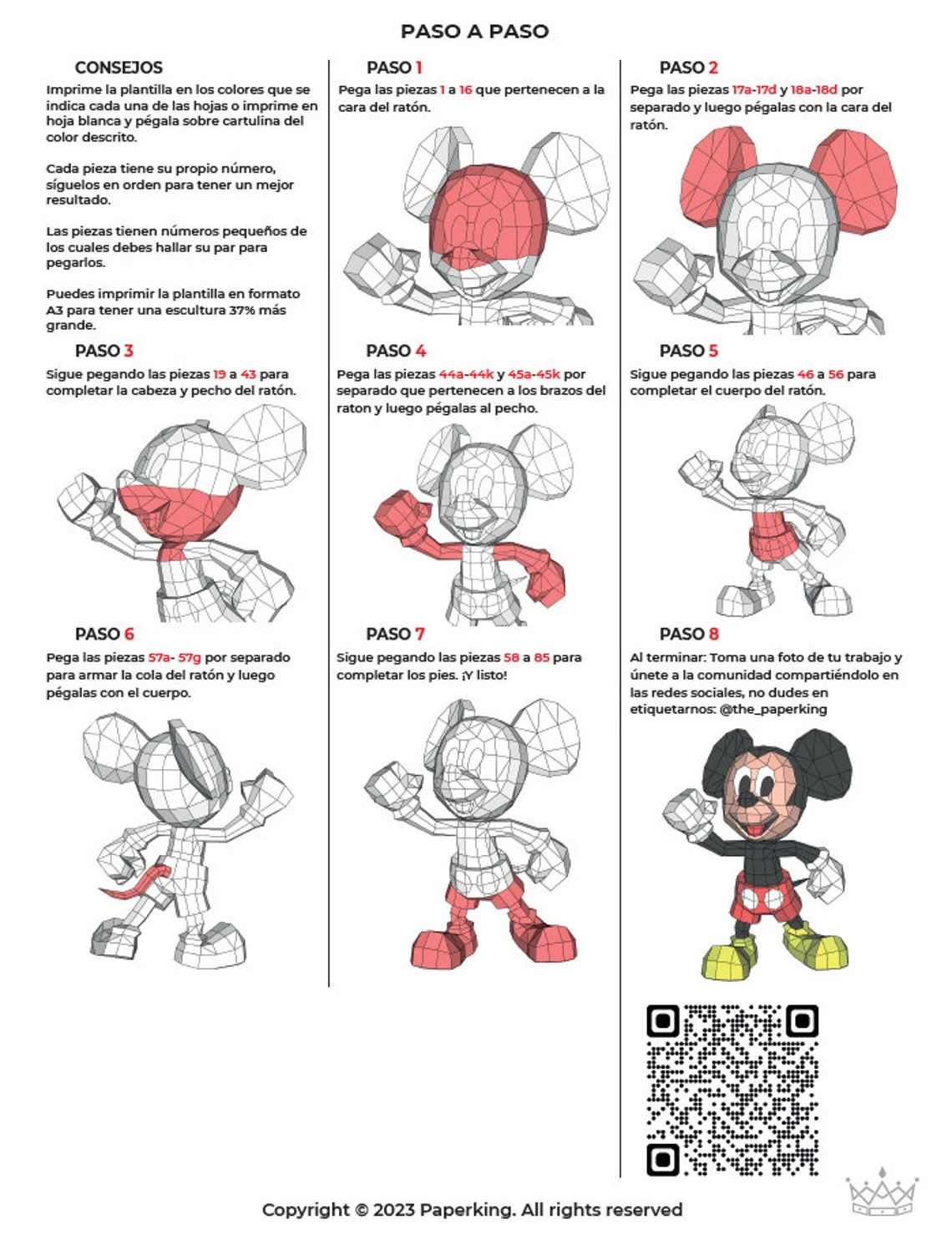 Mickey Papercraft 3D, pepakura Pdf template Low polygonal Paper Sculpture Diy Decor home loft office mickey lover gift