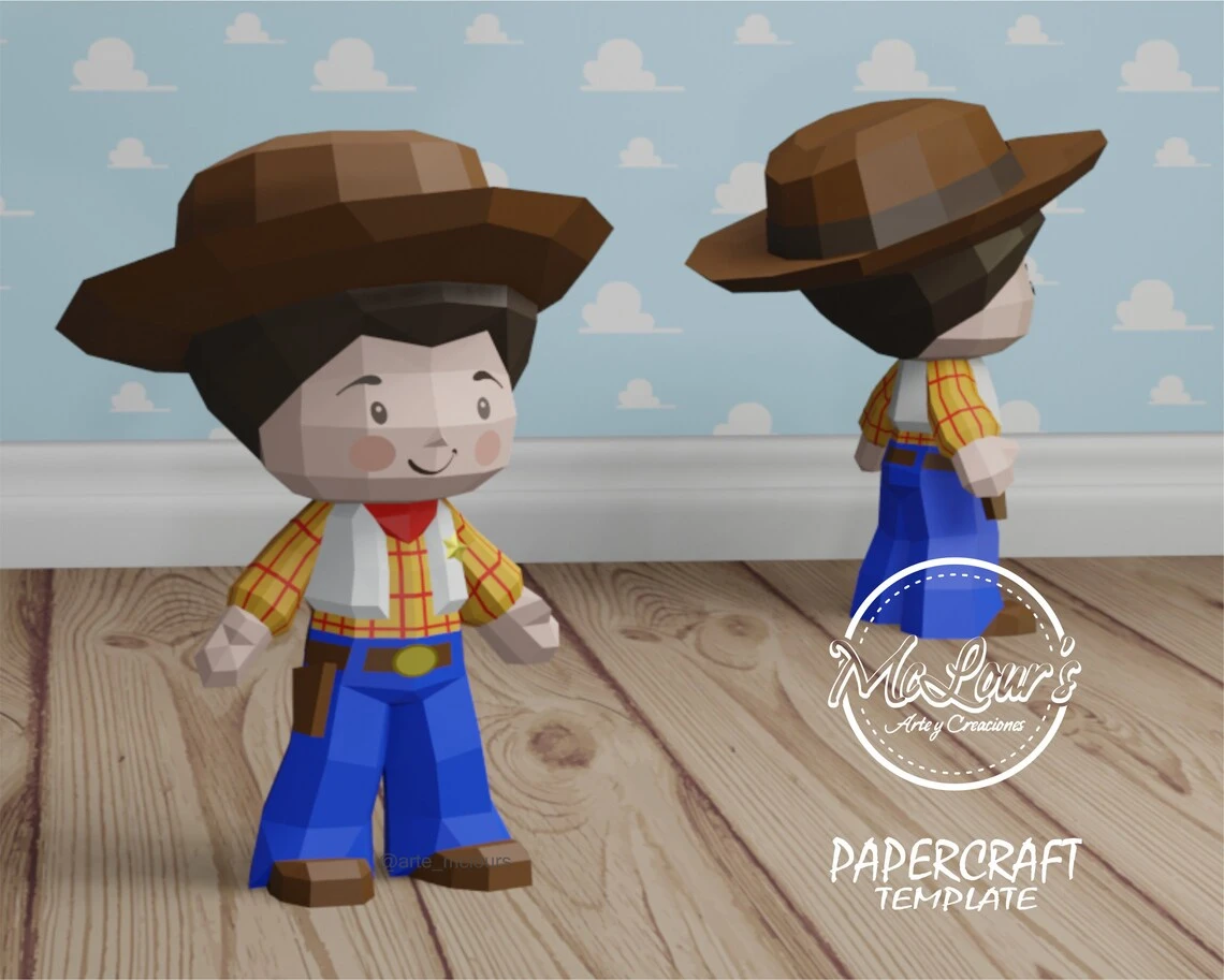 Cute Cowboy Papercraft/ Toy Story/ DiY Craft/ Template PDF/ Low Poly/ Papercraft/ 3D Cowboy/ Origami/ Home decor