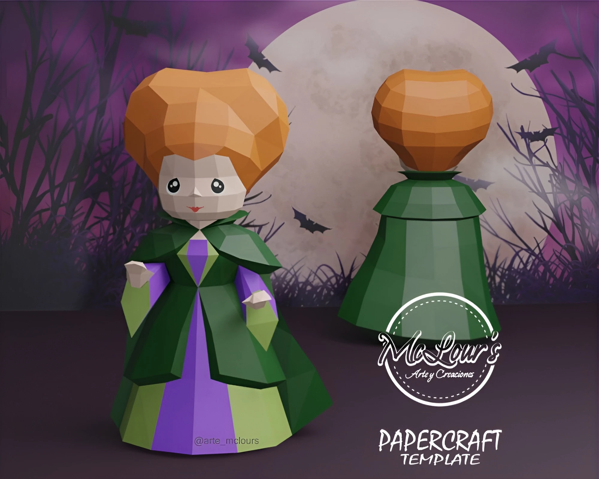 Little Witches/ Hocus Pocus/ DiY Craft/ Template PDF/ Low Poly/ Papercraft/ 3D Doll/ Origami/ Home decor