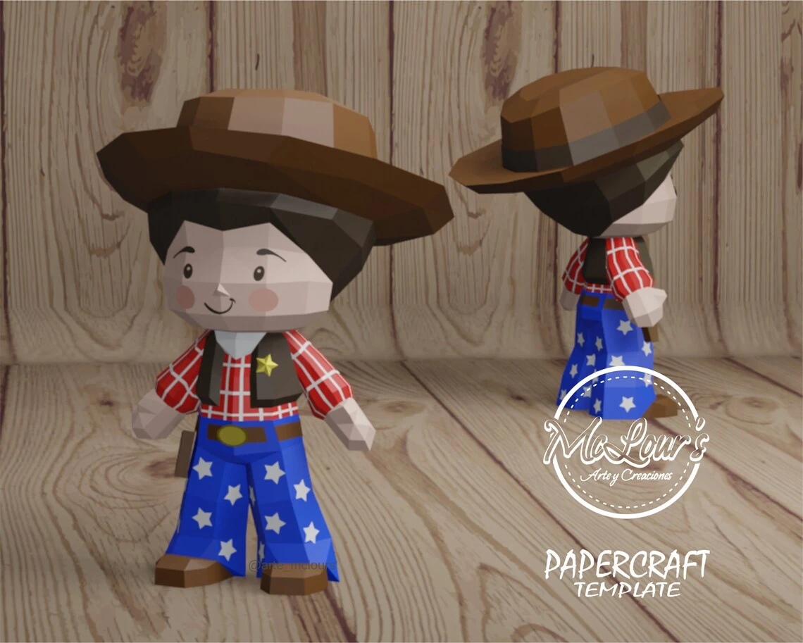 Cute Cowboy Papercraft/ Toy Story/ DiY Craft/ Template PDF/ Low Poly/ Papercraft/ 3D Cowboy/ Origami/ Home decor