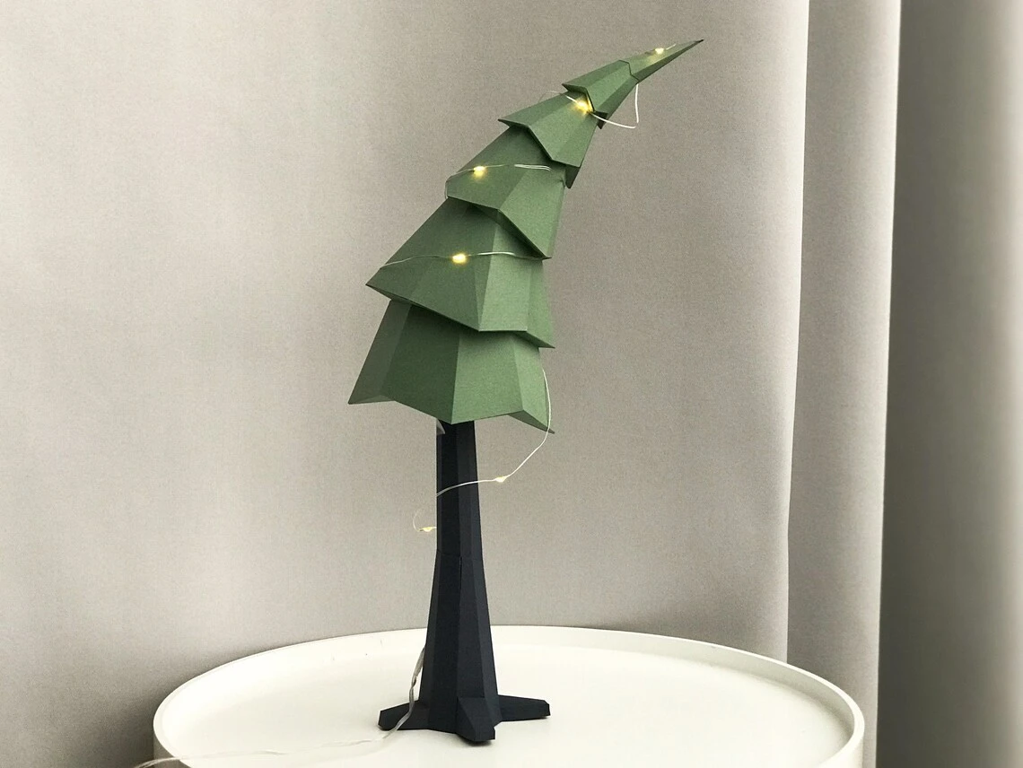 Christmas Tree, DIY Papercraft DIGITAL, Christmas decor, curved green tree, Decorative craft, 3D papercraft, Pdf Tree, Papercraft DIY Xmas