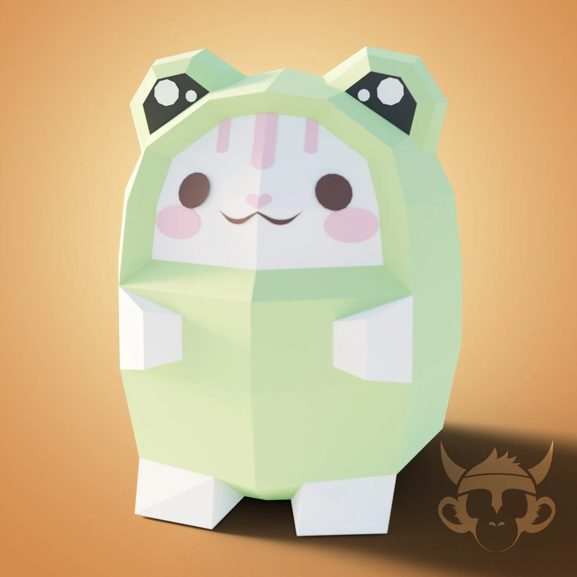 CAT-FROG, Papercraft, Template, DIY, Paper, Low Poly, Cute, Kawaii, 3D Model, Pdf Low Poply, Kids Toy