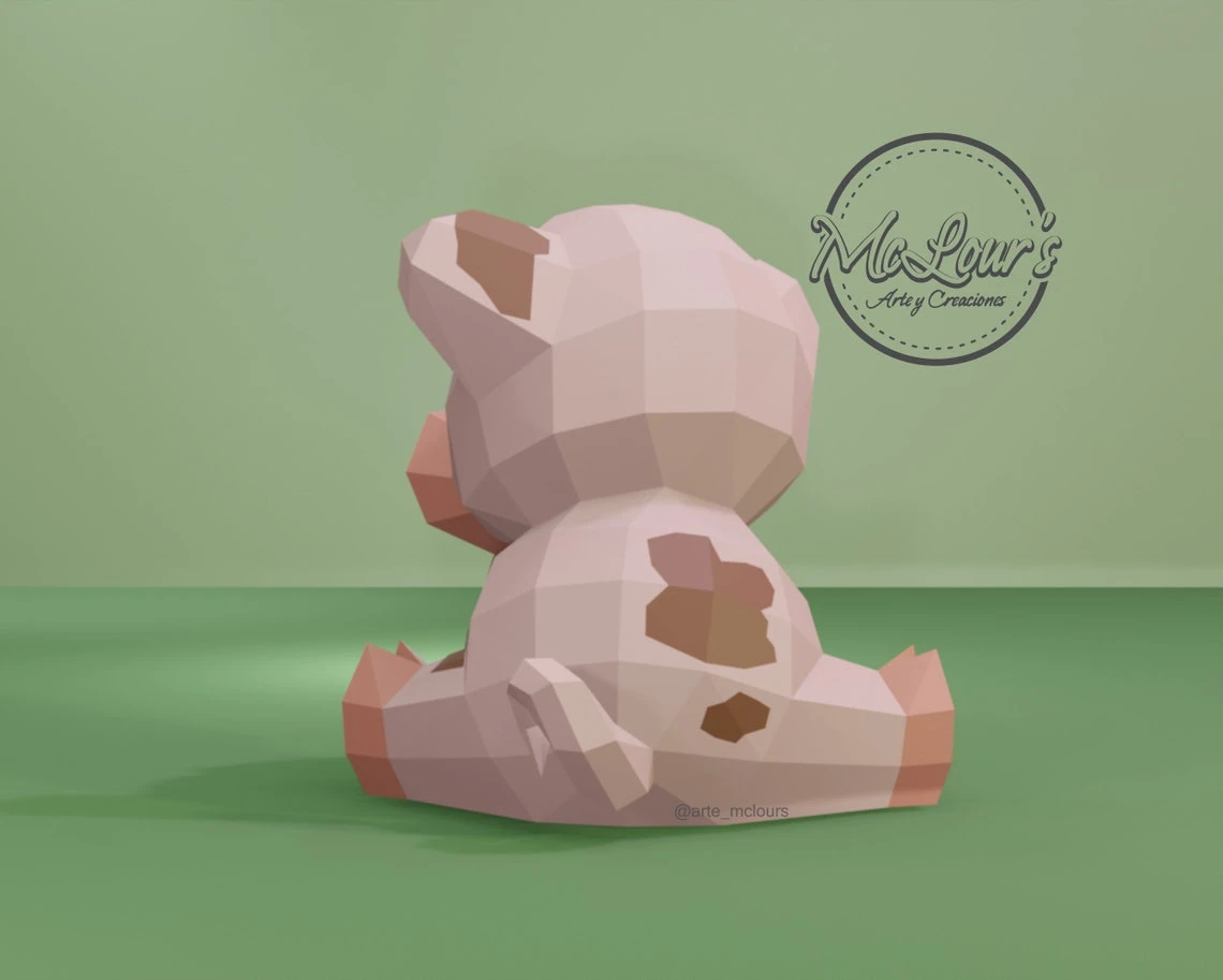 Sitting Pig/ DiY Craft/ Template PDF/ Low Poly/ Papercraft Pig/ Cerdo 3D/ Origami/ Home decor